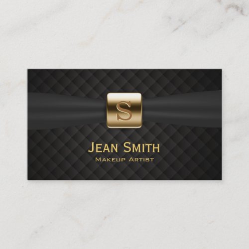 Luxury Gold Monogram Diamond Quilts Makeup Artist Business Card