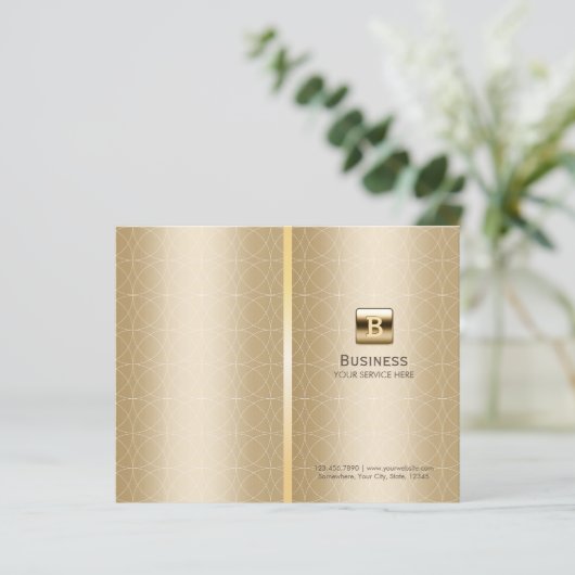 Luxury Gold Monogram Elegant Bi-Fold Brochure (Standing Front)