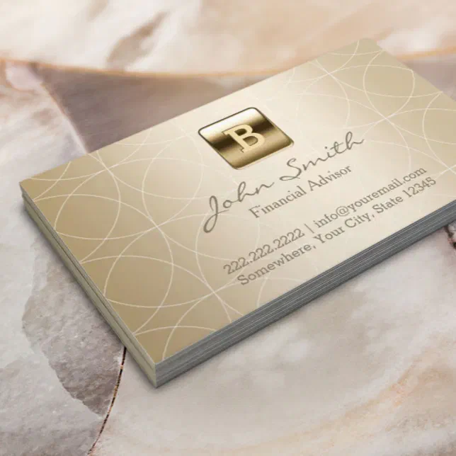 Luxury Gold Monogram Financial Advisor Business Card Zazzle