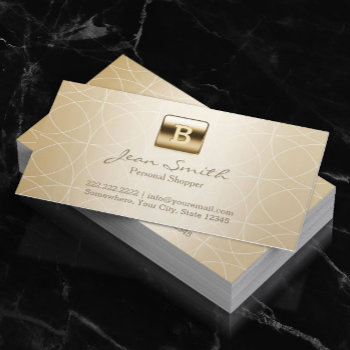 Luxury Gold Monogram Geometric Personal Shopper Business Card by cardfactory at Zazzle