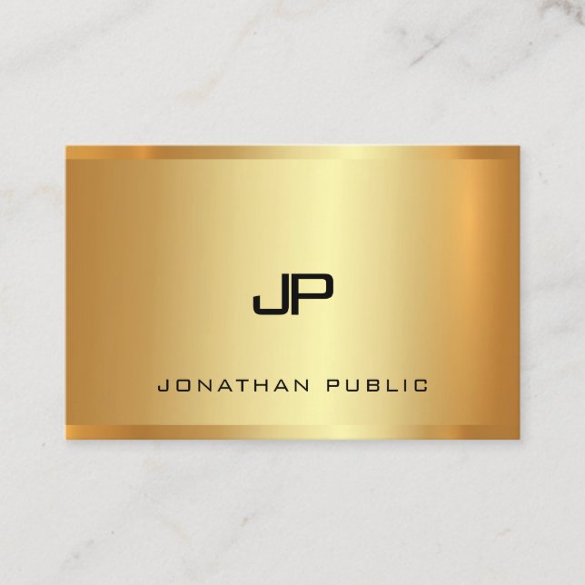 Luxury Gold Monogram Glamour Modern Elegant Cool Business Card (Front)