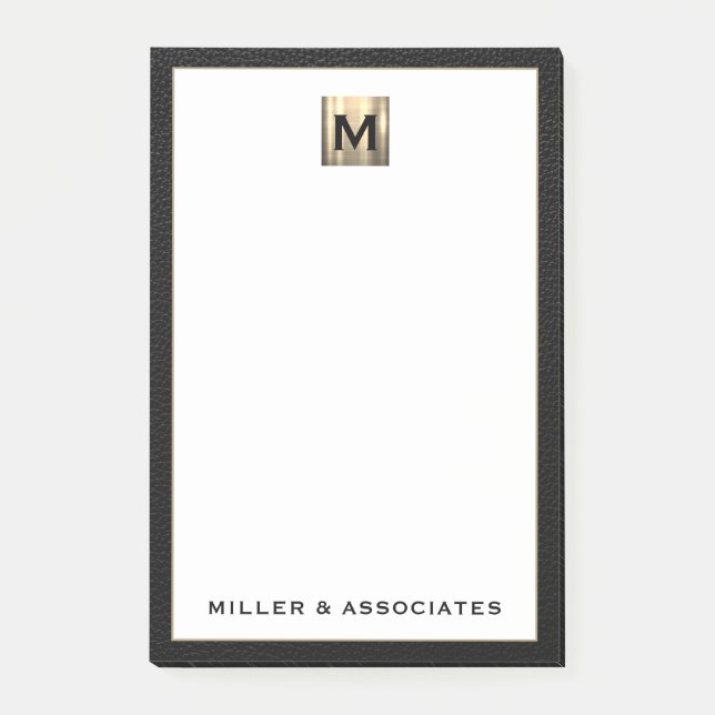 Luxury Gold Monogram Initial Logo Post-it Notes (Front)