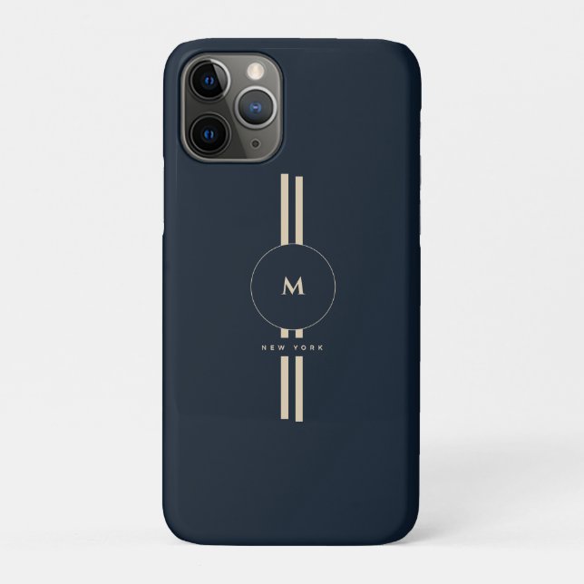 Luxury Gold Monogram Initial Midnight Navy iPhone  Case-Mate iPhone Case (Back)