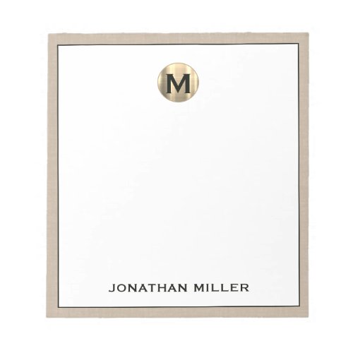 Luxury Gold Monogram Initial Name Notepad