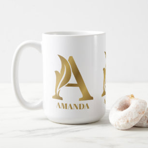 Luxury gold monogram letter A custom name Coffee Mug
