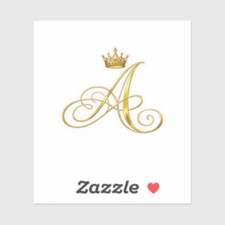 Luxury Gold Monogram Letter A Royal Crown Sticker