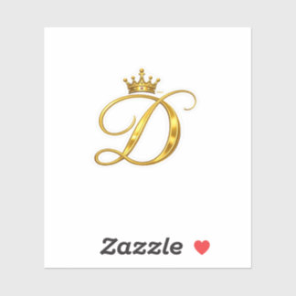 Luxury Gold Monogram Letter D Royal Crown Sticker