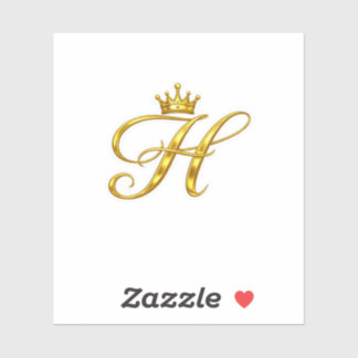 Luxury Gold Monogram Letter H Royal Crown Sticker