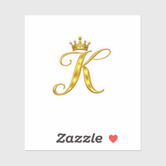 Luxury Gold Monogram Letter K Royal Crown Sticker