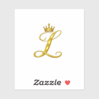Luxury Gold Monogram Letter L Royal Crown Sticker