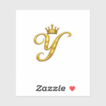 Luxury Gold Monogram Letter Y Royal Crown Sticker