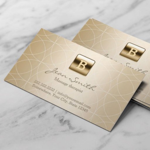 Customizable Luxury Gold Monogram Massage Therapy Business Card Templates