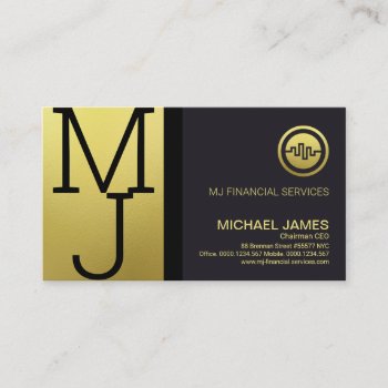 Luxury Gold Monogram Modern Corporate Founder Ceo Business Card by keikocreativecards at Zazzle