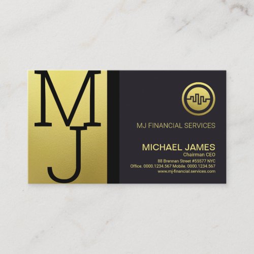 Luxury Gold Monogram Modern Corporate Founder CEO Business Card