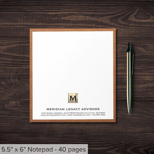 Luxury Gold Monogram Notepad
