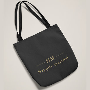 Luxury Gold Monogram Personalized Wedding Gift  Tote Bag