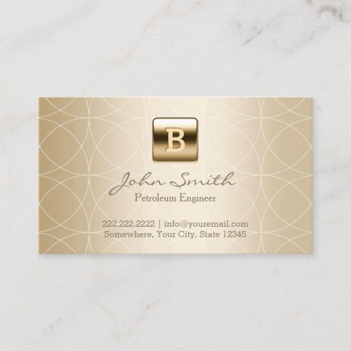 Luxury Gold Monogram Petroleum Engineer Business Card