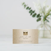 Luxury Gold Monogram Talent Agent Business Card (Standing Front)