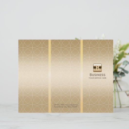 Luxury Gold Monogram Tri-Fold Modern Brochures (Standing Front)