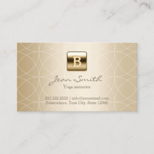 Luxury Gold Monogram Yoga instructor Business Card