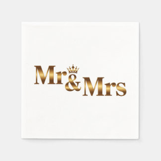 Luxury Gold Mr & Mrs Wedding Sign | Elegant Bridal Napkins