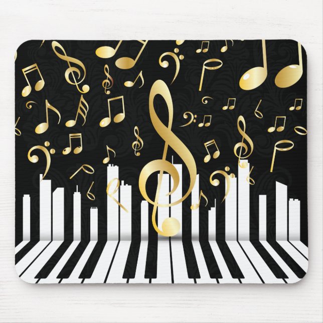 Luxury Gold Music Note piano keys Mouse Pad (Front)