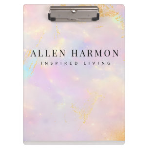 Luxury Gold Nebula Custom Name Inspired Living Clipboard