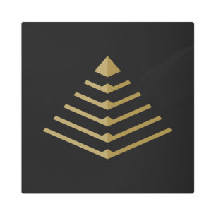 Luxury Gold Neo Deco Cyber Pyramid Abstract Metal Print
