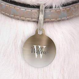 Luxury Gold Ombre Brushed Metal Monogram Pet ID Tag