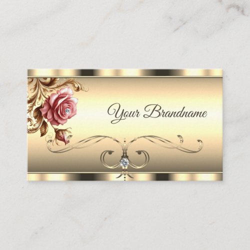 Luxury Gold Ombre Color Gradient Pink Vintage Rose Business Card