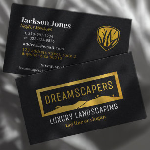 Luxury Gold on Black Landscaping Business Cards