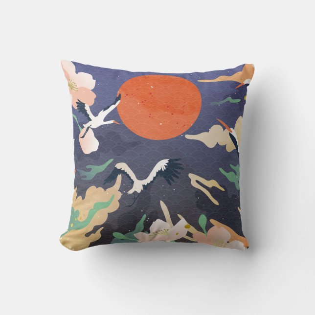 Luxury gold oriental style background. Chinese and Throw Pillow (Front)