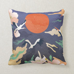 Luxury gold oriental style background. Chinese and Throw Pillow