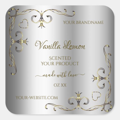 Luxury Gold Ornate Corners Silver Product Labels
