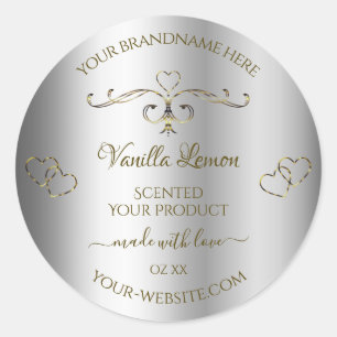 Luxury Gold Ornate Silver Product Labels Hearts