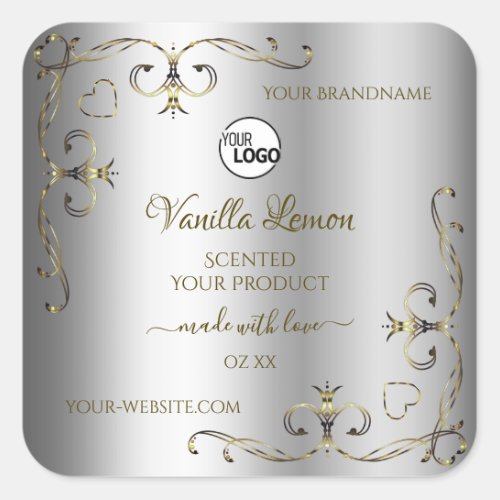 Luxury Gold Ornate Silver Product Labels with Logo