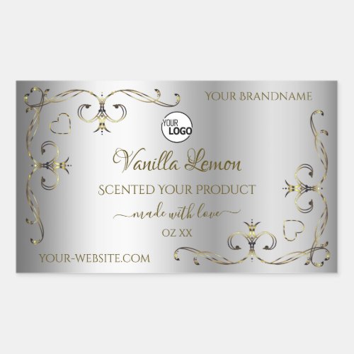 Luxury Gold Ornate Silver Product Labels with Logo