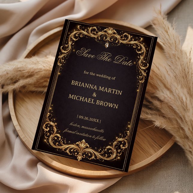 Luxury Gold Ornate Sparkle Save The Date (Creator Uploaded)