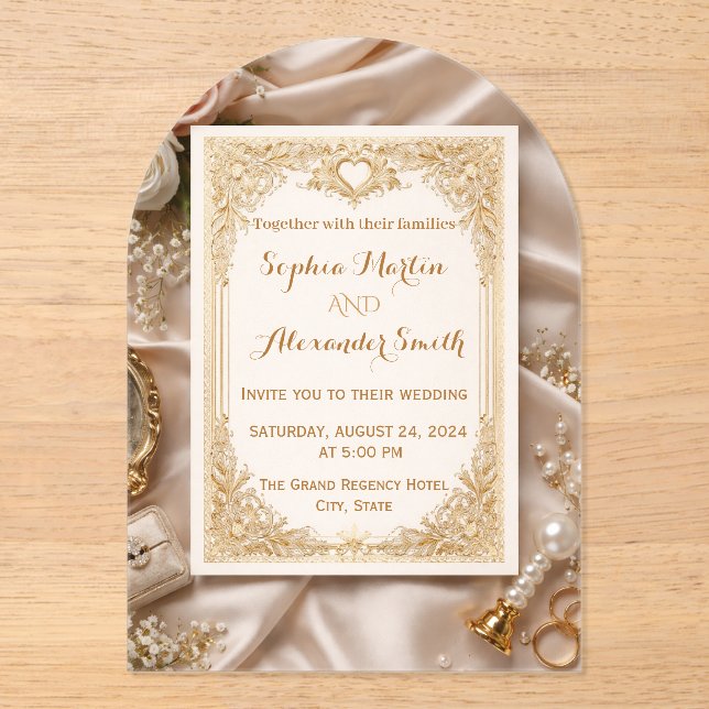 Luxury Gold Ornate Wedding Invitation (Front)