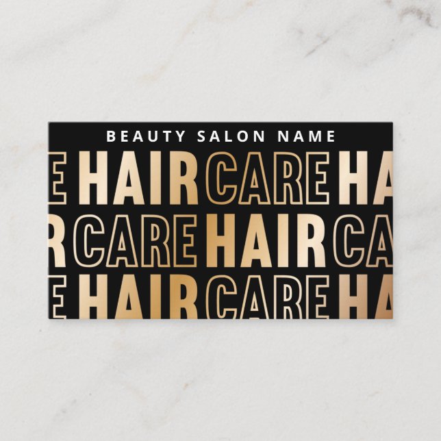 Luxury Gold Pattern Aftercare Hair Instructions Business Card (Front)