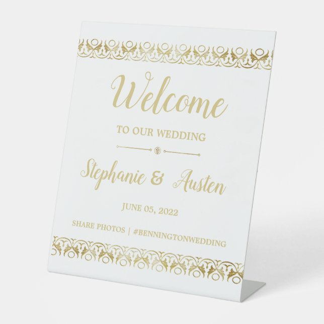 Luxury Gold Pedestal Sign (Front)