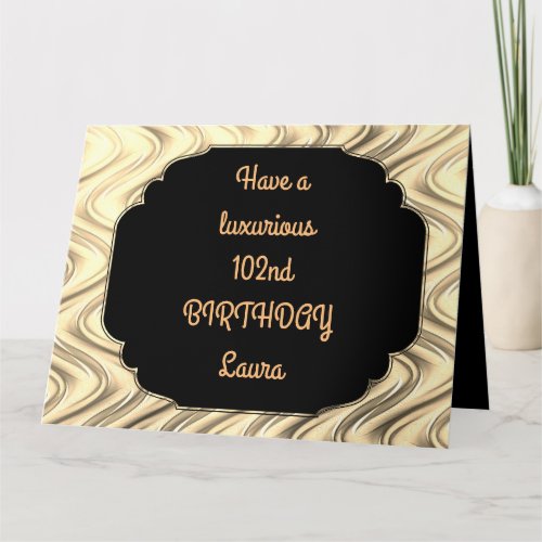Luxury Gold Personalised 102nd Birthday Card