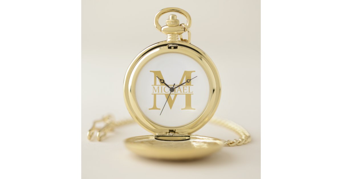 Luxury Gold Personalized Monogram and Name Pocket Watch Zazzle
