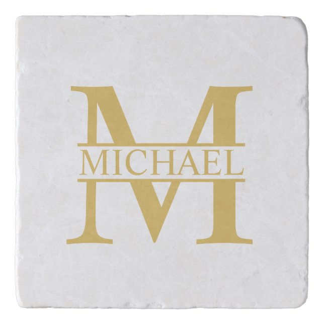 Luxury Gold Personalized Monogram and Name Trivet (Front)