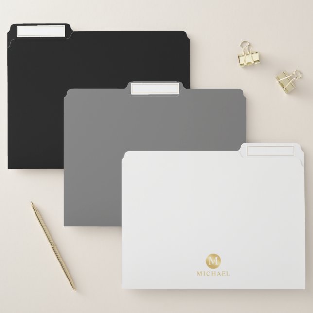 Luxury Gold Personalized Monogram File Folder (Set)