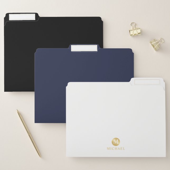 Luxury Gold Personalized Monogram File Folder (Set)