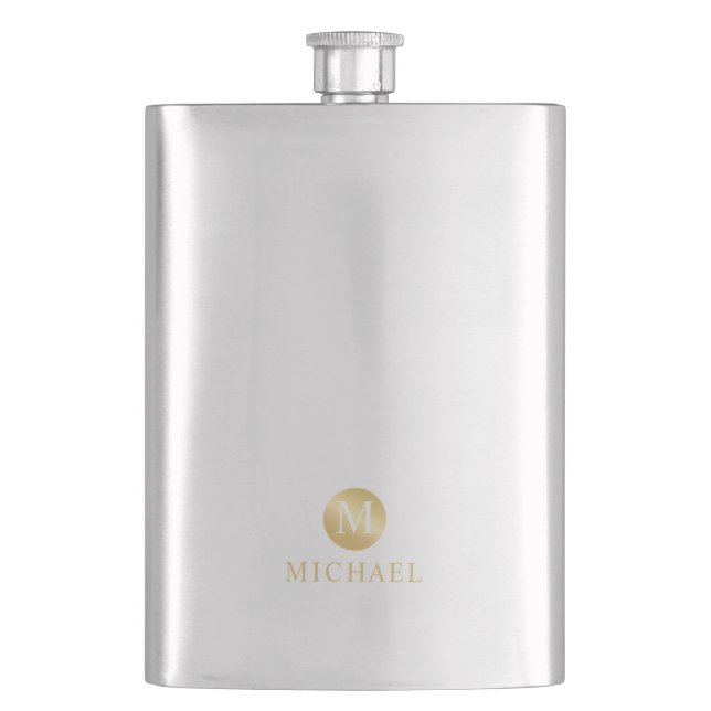 Luxury Gold Personalized Monogram Flask (Front)