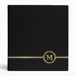 Luxury gold personalized Monogram on black 3 Ring Binder