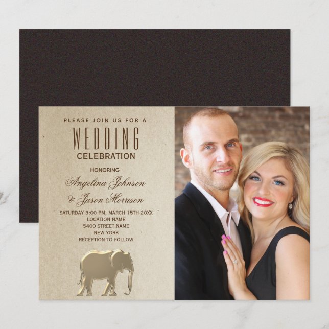 Luxury Gold Photo Wedding Invitation (Front/Back)