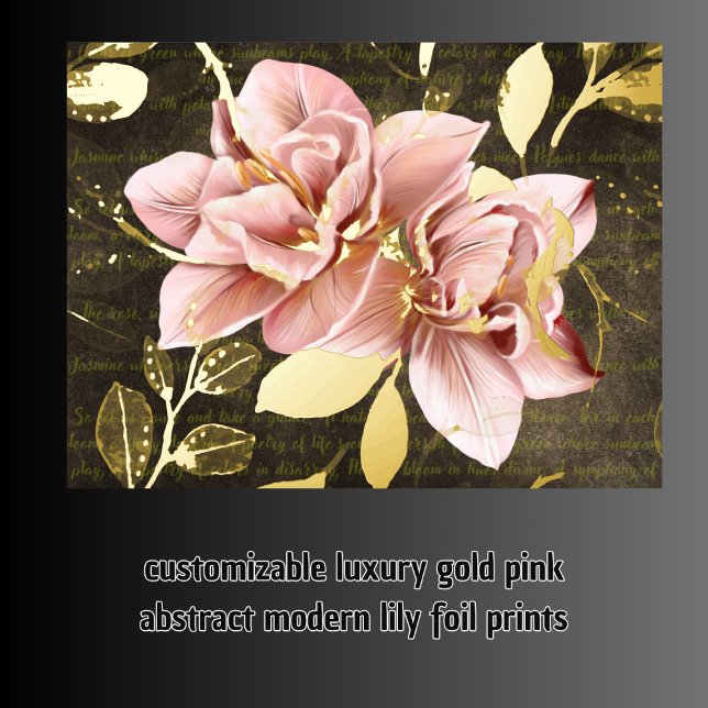luxury gold pink abstract modern lily foil prints (luxury gold pink abstract modern lily foil prints)